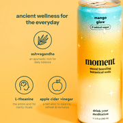 Moment Adaptogen Drink Mango Glow Sparkling Soda, 11.5 Oz, 12 Pack Cans