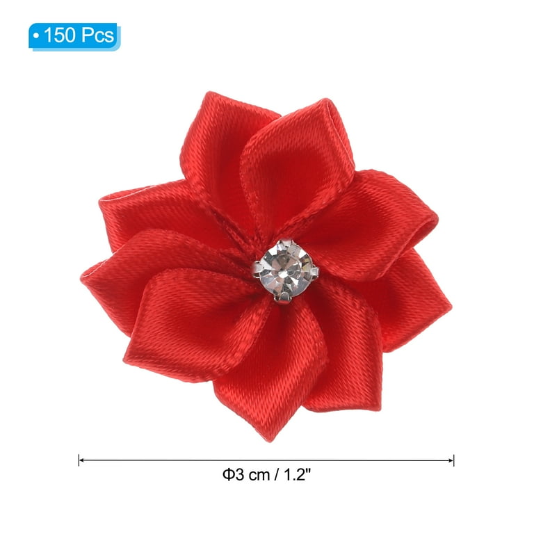 Uxcell 1.2 Inch Small Ribbon Flowers Satin Ribbon Flowers Mini