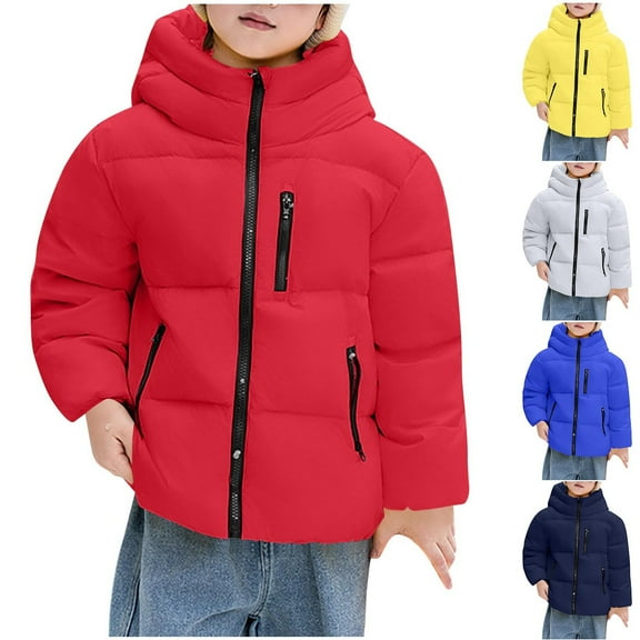 MKOSPLRT Boys' Girls' Winter Coat Kids Puffer Winter Jacket Thick Fleece Warm Hooded Outerwear Coats for Boys Girls 1-14 Years
