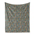 thumbnail image 1 of Geek Soft Flannel Fleece Throw Blanket, Repeating Pattern with Stack of Books Combined with Hearts Coffee and Nerd Glasses, Cozy Plush for Indoor and Outdoor Use, 50" x 70", Multicolor, by Ambesonne, 1 of 6