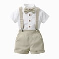 thumbnail image 2 of Baby Boy Formal Short Set Toddler Summer Gentleman Outfit Kid Short Sleeve Bowtie Shirt Suspender Shorts Suit Kaprioy, 2 of 4