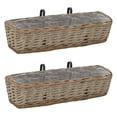 thumbnail image 1 of vidaXL Balcony Planter 2 pcs Wicker with PE Lining 60 cm, 1 of 4