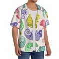 thumbnail image 4 of KLL Cute Chameleons Print Men's Shirt Short Sleeve Button Down Summer Cuba Beach Shirts- XX-Large, 4 of 7