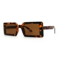 thumbnail image 3 of Womens Mod Minimal Rectangle Plastic Sunglasses Tortoise Brown, 3 of 4