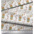 thumbnail image 3 of Soimoi White Cotton Poplin Fabric Text & Peanut Butter Food Print Fabric by Yard 56 Inch Wide, 3 of 3