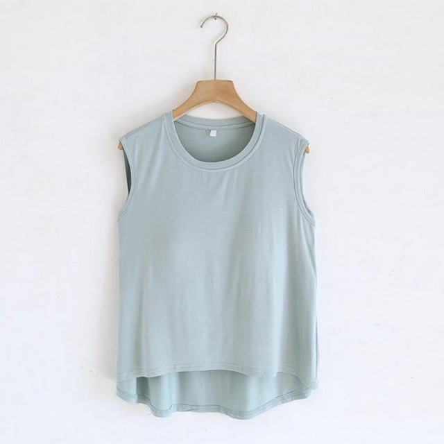 SDNall Blouse Femme Unie Décontractée Mode Col Rond Régulière Sans Manches Vêtements de Nuit Hauts