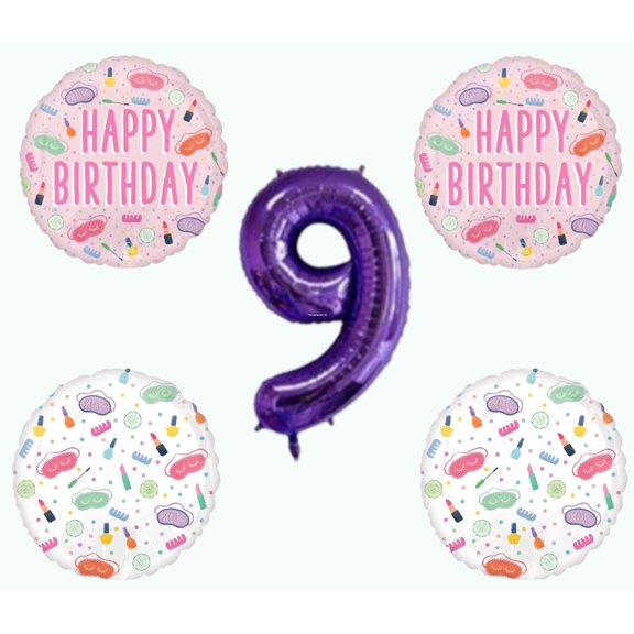 Spa Day 9th Birthday Party Balloon Bouquet Decoration Supplies nails Diva Makeup