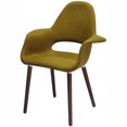 thumbnail image 3 of 2xhome Set of 2 Mid Century Modern Upholstered Fabric Organic Accent Living Room Dining Arm Chairs with Dark Natural Wooden Legs, Green, 3 of 9