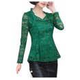 thumbnail image 2 of OKBOP Casual Tops for Women,Casual Long Sleeve Lace Shirt Crocheted Elegant Lace Women Shirts And Blouses Oversized T Shirts for Women, 2 of 9