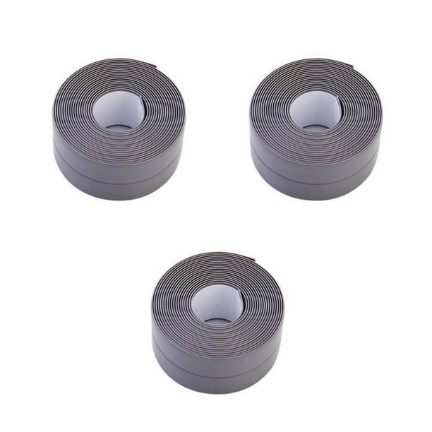 Monstrate 3 uds cinta de tira de sellado autoadhesiva impermeable cintas para borde de fregadero puerta piso hueco pared pegatina baño ducha Suministros de limpieza para el hogar Gris