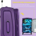 thumbnail image 3 of EUROCO Suitcase Set with TSA Lock and Spinner Wheels,Lightweight Suitcase for Men Women(20",24",28"),Purple, 3 of 8
