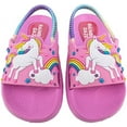 thumbnail image 4 of Rainbow Daze Girls Slide Sandal, Unicorn Molded Slides With Elastic Back Strap, Toddler Size 7-8, Pink, 4 of 6
