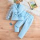 thumbnail image 2 of Odeerbi 3-9 Años Niñas Trajes de Algodón Tul Chaqueta Blazer de Manga Larga Con Vestido Pantalones Set Knot Notched Lapel Traje Chaqueta Pantalones Largos Set, 2 of 9