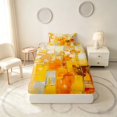 thumbnail image 4 of Manfei Abstract Geometric Block Twin Sheets, Abstract Artwork Bedding, Orange Yellow White, Reversible 3pcs1 Flat Sheet + 1 Fitted Sheet + 1 Pillowcase, 4 of 6