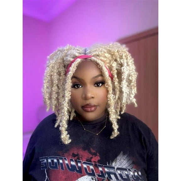 LUXLUXE Daisy 12.5" Bomb Butterfly Locs Wig with 4x5-inch HD Lace, Heat-resistant Synthetic Fiber, and Baby Hair for a Natural Look, (Light Blonde)