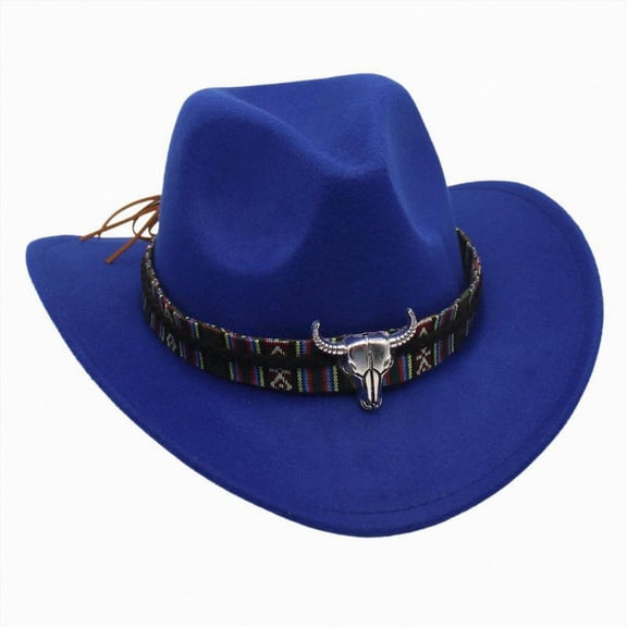 Ccpelsie Children Western Cowboy Hat for Kids Girl Boy Classic Hat Felt Cowgirls Hats for 4t 5t 6t 7t Kids(Blue,3-8 Years)