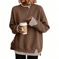 thumbnail image 2 of Women's Crewneck Sweatshirt Layered Hem Pullover Top with Ribbed Cuffs Slouchy Street Style Sweatshirts, M, 2 of 4