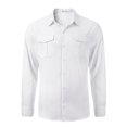 thumbnail image 3 of CVLIFE Hauts pour Hommes Col Rabattu T-shirt Col à Revers T-shirt Coupe Régulière Manches Longues Tee Plage Automne Chemises Blanc G, 3 of 7