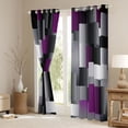 thumbnail image 3 of Feelyou Grey Purple Square Black Out Curtains, Abstract Curtains Pack of 2 (42x63 Each), 3 of 6