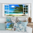 thumbnail image 2 of Designart ' Window Open to Beach with Palm ' Extra Large Seashore Framed Canvas Art, 2 of 2