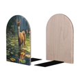thumbnail image 2 of Susaid Peaceful Deer Lily Pond Print Wooden Bookends Decorative Book Ends for Shelves Heavy Books Holder Organizer Non-Slip Desk Book End for Kids Room Office School 1 Pairs, 2 of 8