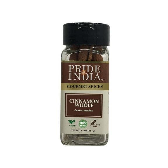 Pride Of India - Gourmet Cinnamon (Indian) Bark Whole - 1.6 oz Small Dual Sifting Jar Gourmet & Fresh Indian Whole Cinnamon Stick