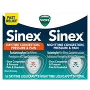 Vicks Sinex Daytime & Nighttime Congestion Pressure & Pain Liquicaps, 24 Ct