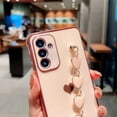 thumbnail image 4 of Compatible with Samsung Galaxy A54 5G Phone Case Women Luxury Plating Cute Love Heart Case with Heart Chain Bracelet Strap Soft Case for Galaxy A54 6.4 inch (Pink), 4 of 11
