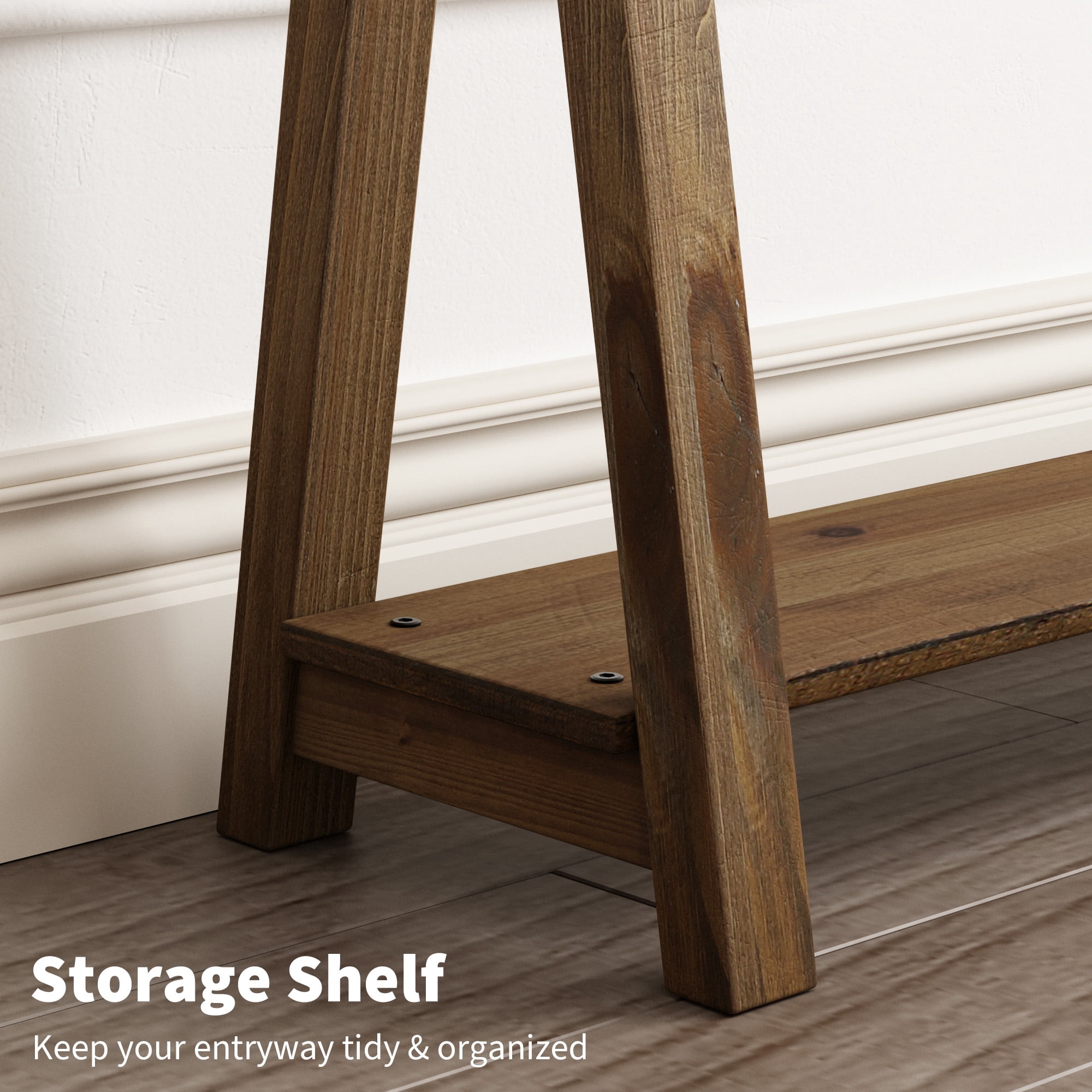 63'' Farmhouse Narrow Wood Console Tables, Long Entryway Sofa Table with Shelf for Living Room Hallway
