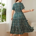 thumbnail image 4 of Robes d'Été pour Femmes Longues Femmes Décontractées Aguichant Mode Été Col en V Manches Courtes Imprimé Ample Grande Taille Robe, 4 of 9