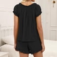 thumbnail image 4 of Chuancc Womens Pajamas Set 2 Piece Ruffle Pj Soft Tank Top and Shorts Sleepwear Set Bridal Pajama for Women Set Black L, 4 of 7