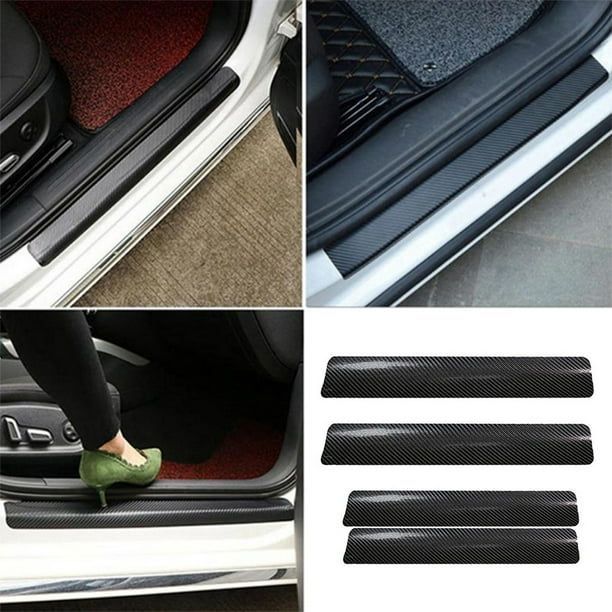 Plaques de seuil de porte de voiture en fiber de carbone 4 pièces