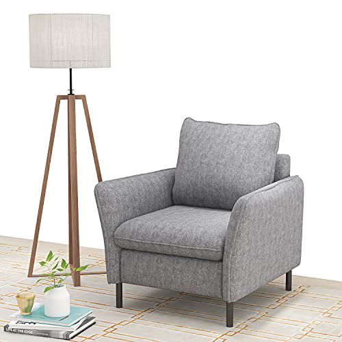 Accent Chair Modern Armchair Living Room Chairs Tufted Fabric Club Arm Single Lounge Corner For Bedroom Dining Office Grey Com Accent Chair Modern Armchair Living, Grey Corner Chair For Bedroom
