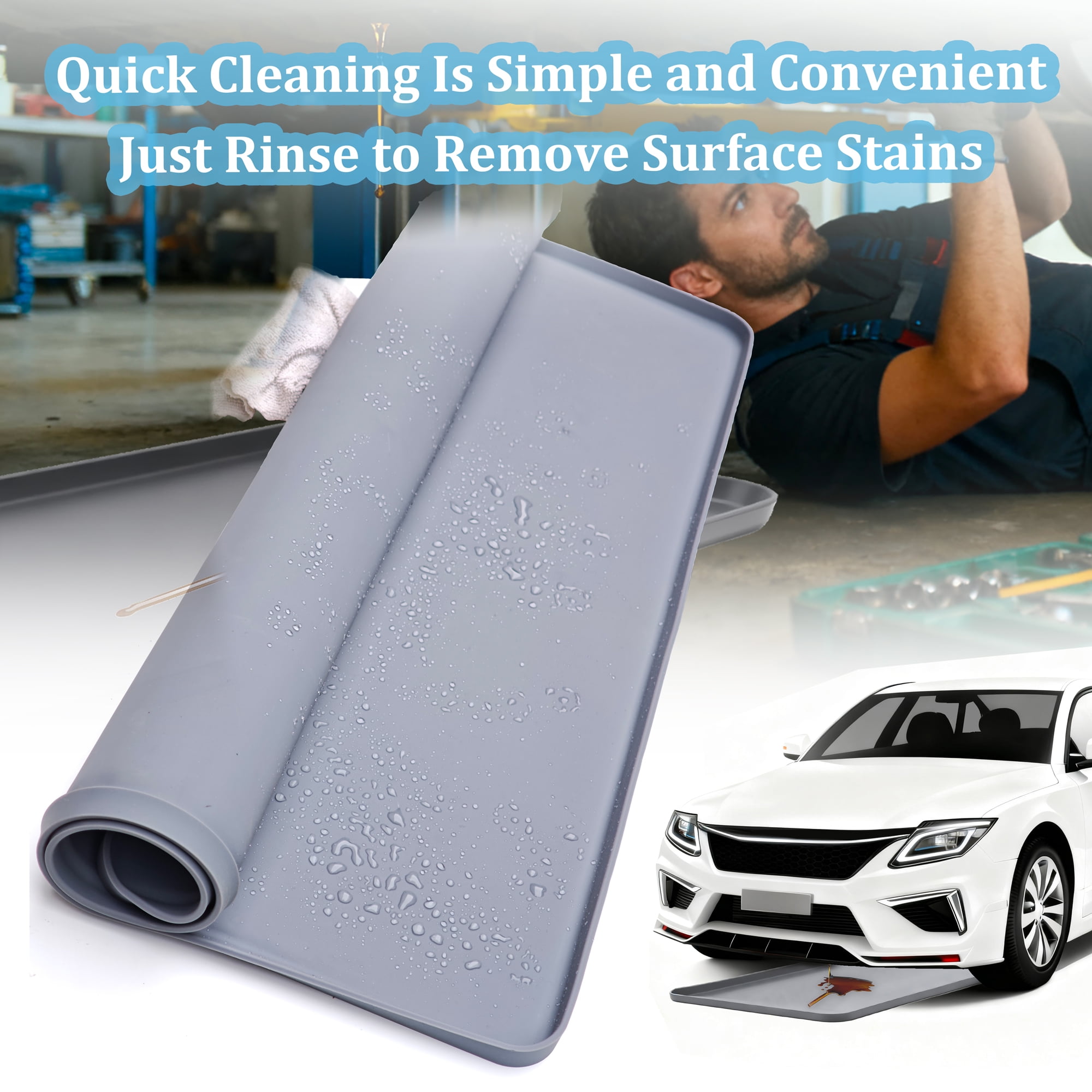 Oil Drip Pan for Under Car, Oil Spill Mat for Garage Floor Waterproof Driveway Outdoor Oil Drip Tray Silicone Oil Drip Pan No Splatter Non-Slip Oil Catch Pan Easy to Clean Reusable
