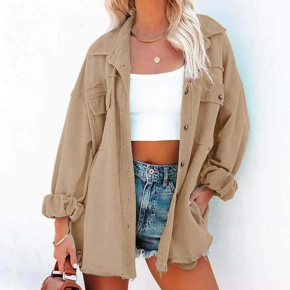 Babysbule Winter Coats for Women Womens Ladies Solid Turn Down Collar Jacket Pocket Sleeve Coat Outerwear Tops