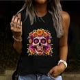 thumbnail image 2 of Drses ‌‌Women's Skull Print Tank Top - Gothic Sugar Skull Graphic Sleeveless Workout Shirt for Summer (Sizes S - 2XL), 2 of 5