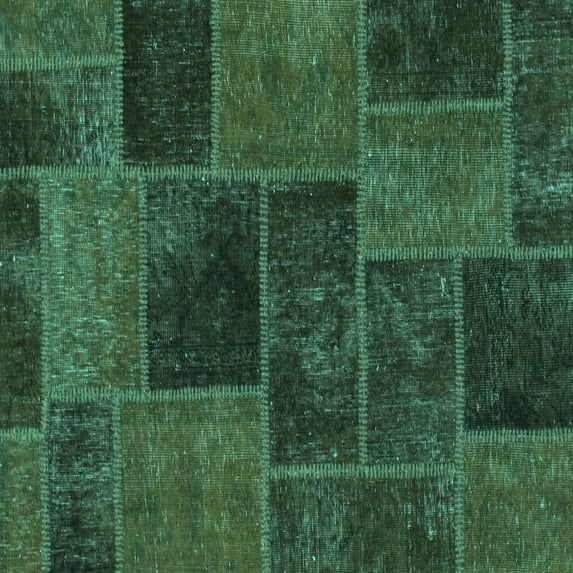 Ahgly Company Machine Washable Indoor Square Patchwork Turquoise Blue Transitional Area Rugs, 6' Square