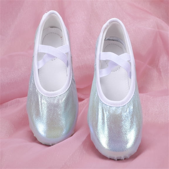 ZHOGXU Toddlers Kids Girls Glitter Satin Ballet Dance Shoes Non Slip Soft Sole Comfortable Breathable Yoga Shoes For Performance Indoor Wear,Green,2.5-3 Years