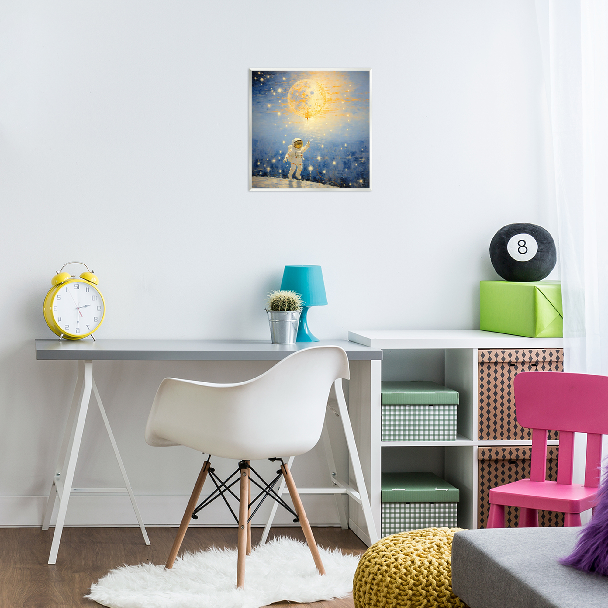 Astronaut with Dreamy Cosmic Balloon Wall Plaque Art, design by Angie Hawke