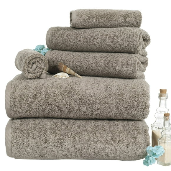 Bedford Home 100% Cotton Zero Twist 6 Piece Set - Taupe