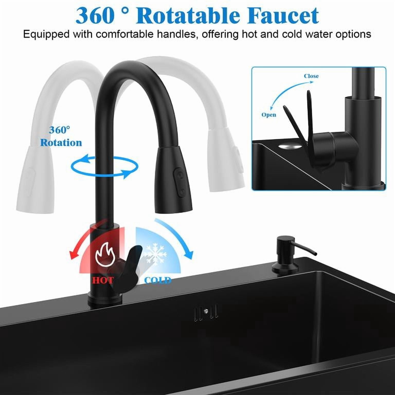 Mohsoe Single Bowl Utility Sink 80 x 45 x 86 cm, Stainless Steel Laundry Sink with 360° Rotatable Faucet, Built-In Storage Shelf, for Indoor Outdoor Garage Use