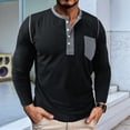 thumbnail image 4 of Camisetas Henley de Larga Raglán para Hombre, Informales, Ajustadas y A . Negro XL, 4 of 6
