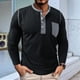thumbnail image 4 of Camisetas Henley de Larga Raglán para Hombre, Informales, Ajustadas y A . Negro XL, 4 of 6
