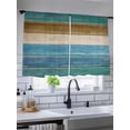 thumbnail image 5 of Sheer Curtains 54 inches Long, Teal Blue Brown Wooden Board Gradient Farmhouse Country Light Filtering Sheer Window Curtains Rod Pocket Voile Drapes for Bedroom Living Room, 52"W x 54"L 2 Panels, 5 of 7