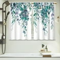 thumbnail image 6 of Navy Eucalyptus Botanical Kitchen Curtains Blue Leaves Bathroom Curtains Window Treatment Drapes Tier Flower Spring Floral Cafe Small Bedroom Short French Door Curtains 2 Panels 28x40 Inch, 6 of 8
