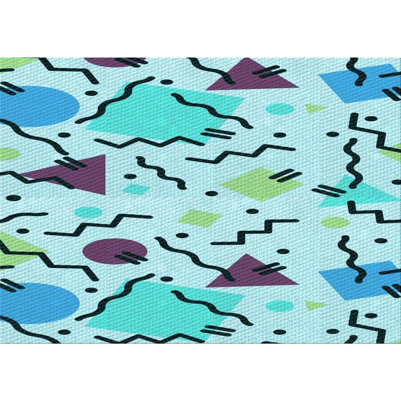 Ahgly Company Machine Washable Indoor Rectangle Transitional Glacial Blue Ice Blue Area Rugs, 5' x 8'