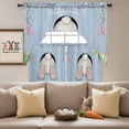 thumbnail image 4 of Easter Rabbit Tail Swag Curtains Valance & Tier Set, Floral Grass Watercolor Easter Egg Blue Wood Grain 3 Pcs Set Kitchen Swag Valances and Tiers 24 Inch Length Rod Pocket Curtain Drapes for Bedroom, 4 of 9