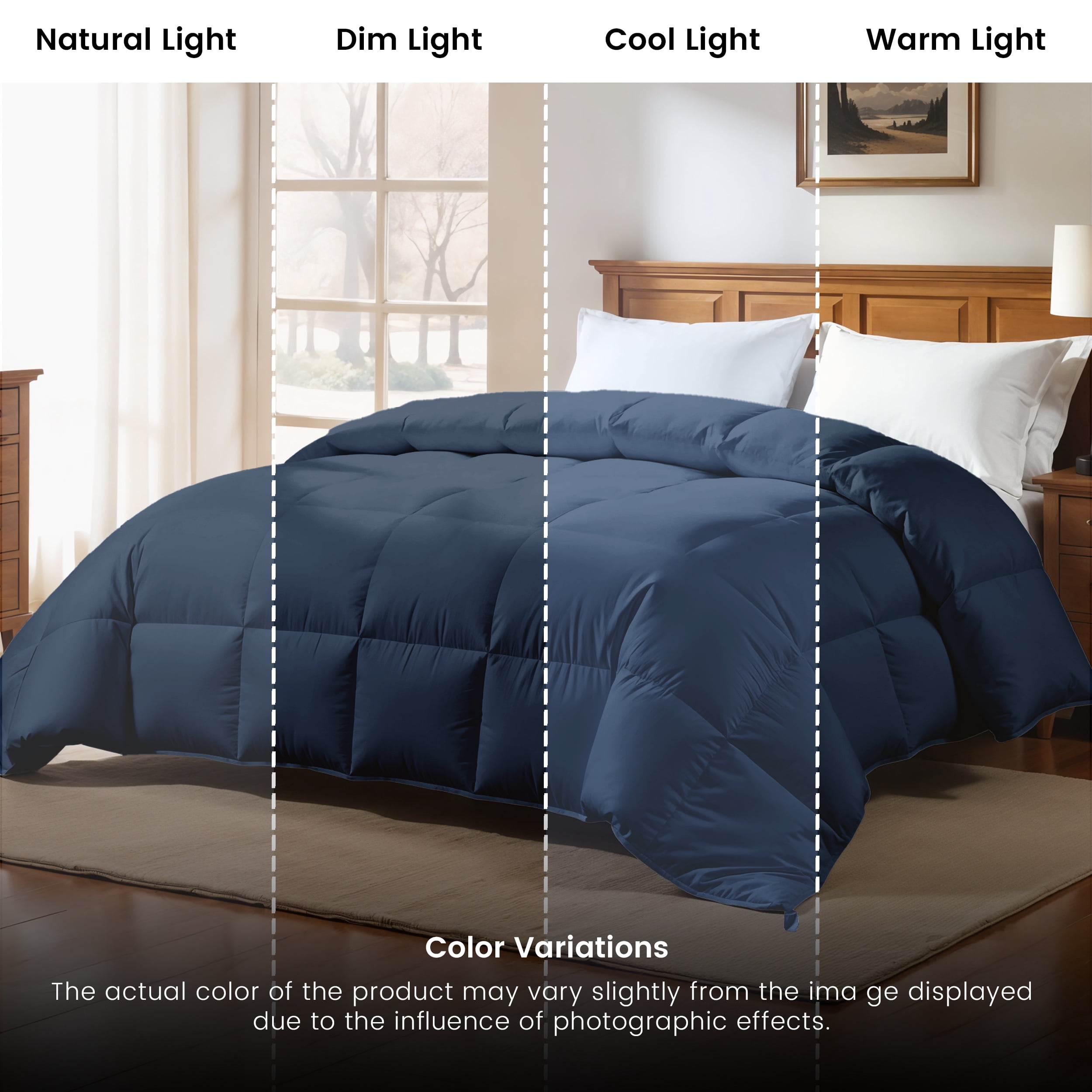 Lux Decor Collection Comforter Duvet Insert - Box Stitched Down Alternative Single Comforter - Quilted Comforter with Corner Tabs (Twin, Navy Blue)
