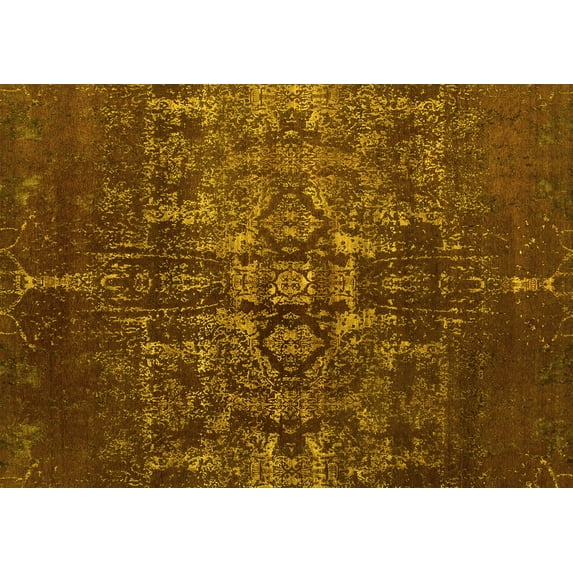 Ahgly Company Indoor Rectangle Oriental Yellow Industrial Area Rugs, 8' x 12'
