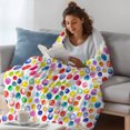 thumbnail image 3 of Colorful Polka Dot Throw Blanket, Flannel Fleece Blanket with Striped Design for Couch, Watercolor Rainbow Polka Dots Soft Breathable All Season Plush Blankets for Sofa Office Chair 30"x40", 3 of 9